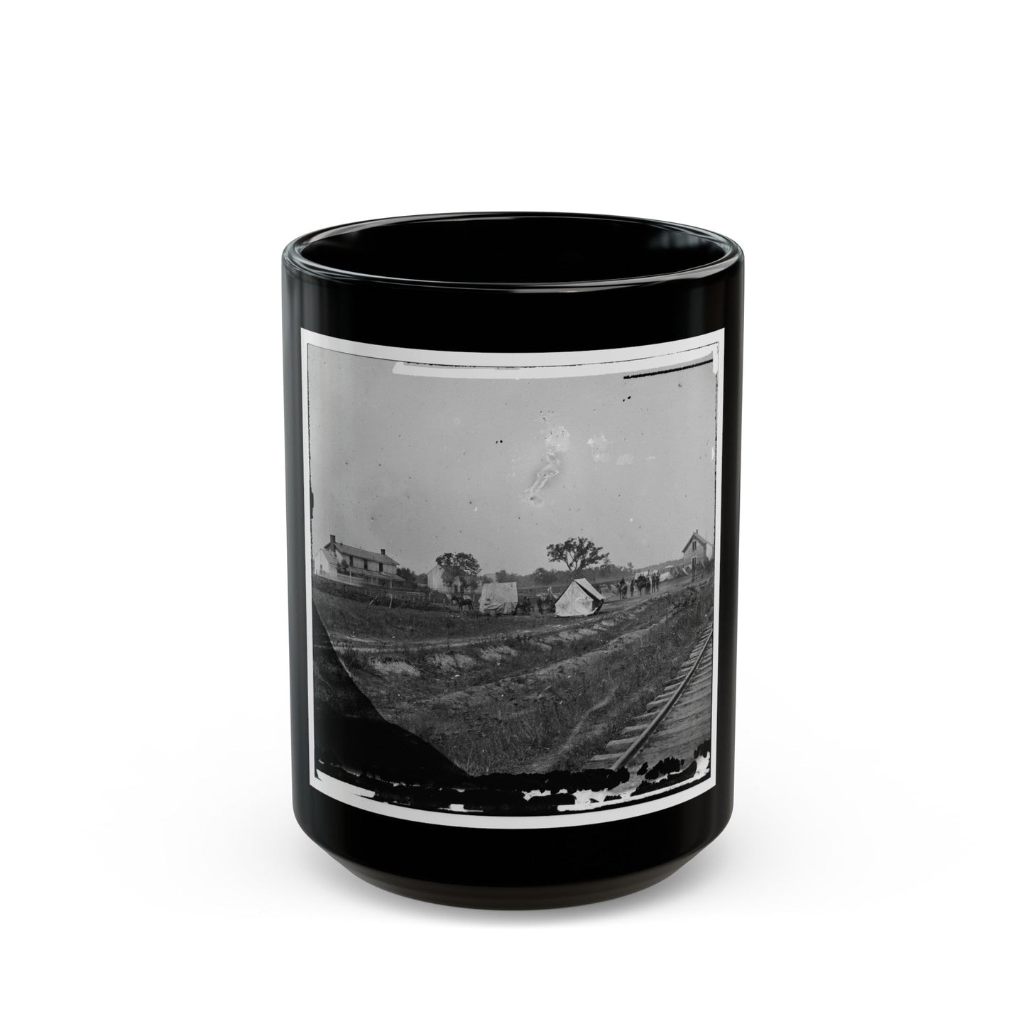 Rappahannock Station, Va. Federal Encampment Near Railroad (U.S. Civil War) Black Coffee Mug-15oz-The Sticker Space