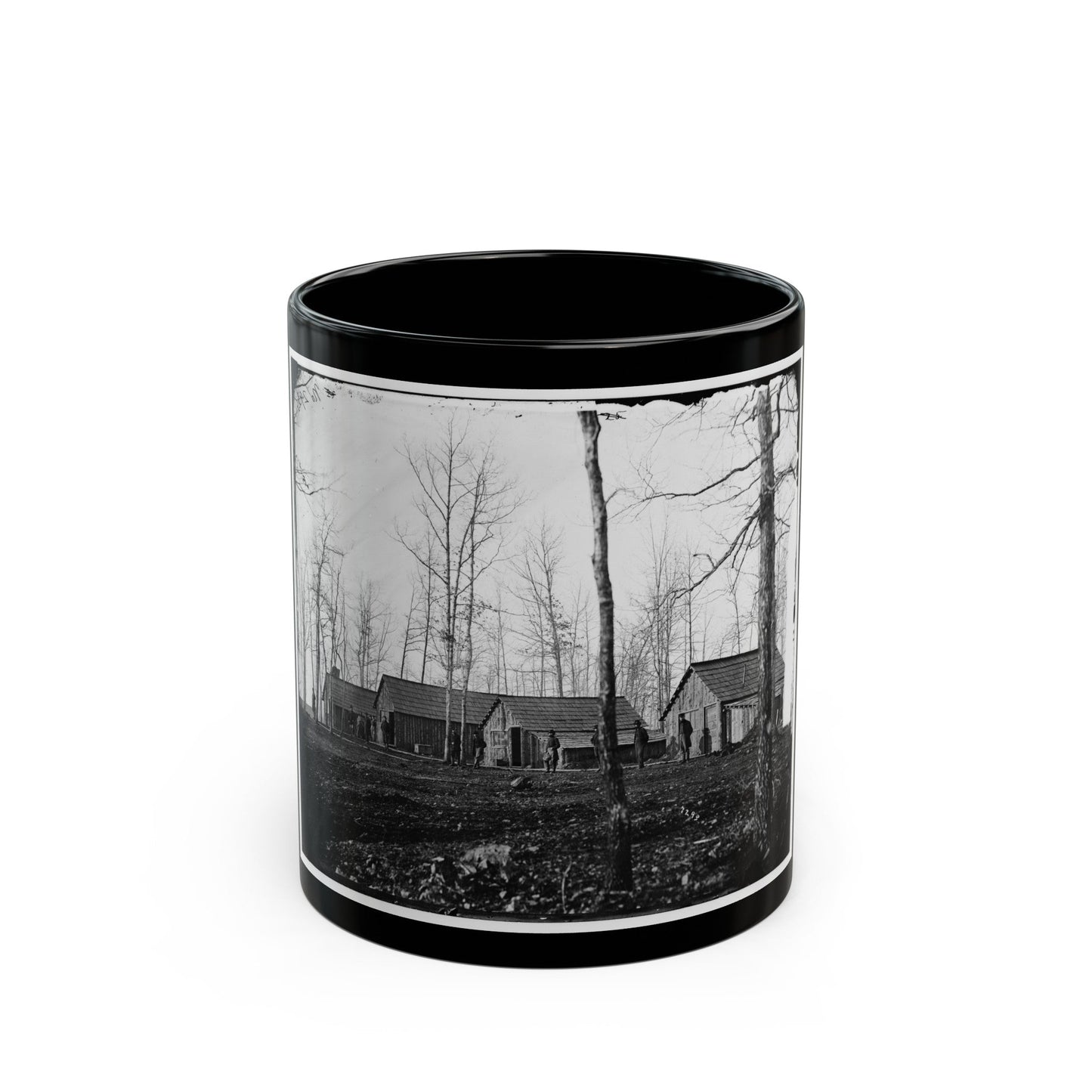 Rappahannock Station, Va. Quarters Of Field And Staff Officers, 50th New York Engineers (U.S. Civil War) Black Coffee Mug-11oz-The Sticker Space