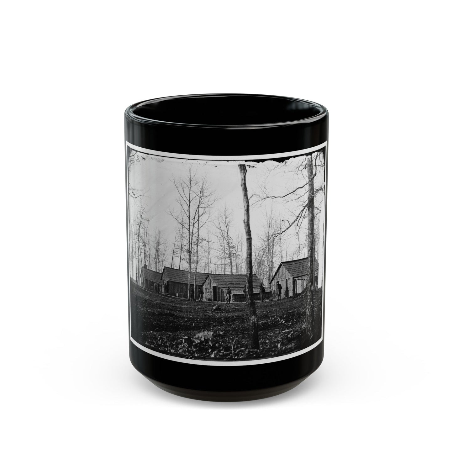 Rappahannock Station, Va. Quarters Of Field And Staff Officers, 50th New York Engineers (U.S. Civil War) Black Coffee Mug-15oz-The Sticker Space