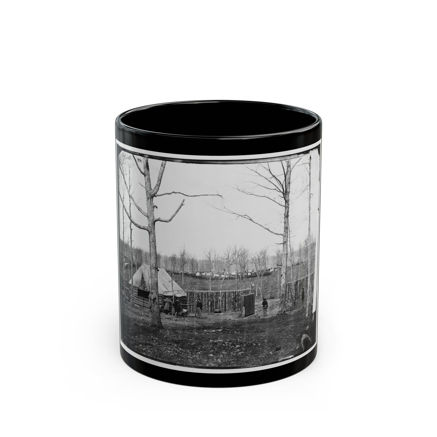 Rappahannock Station, Va. Sutler's Hut And Stockade Of 50th New York Engineers (U.S. Civil War) Black Coffee Mug-11oz-The Sticker Space