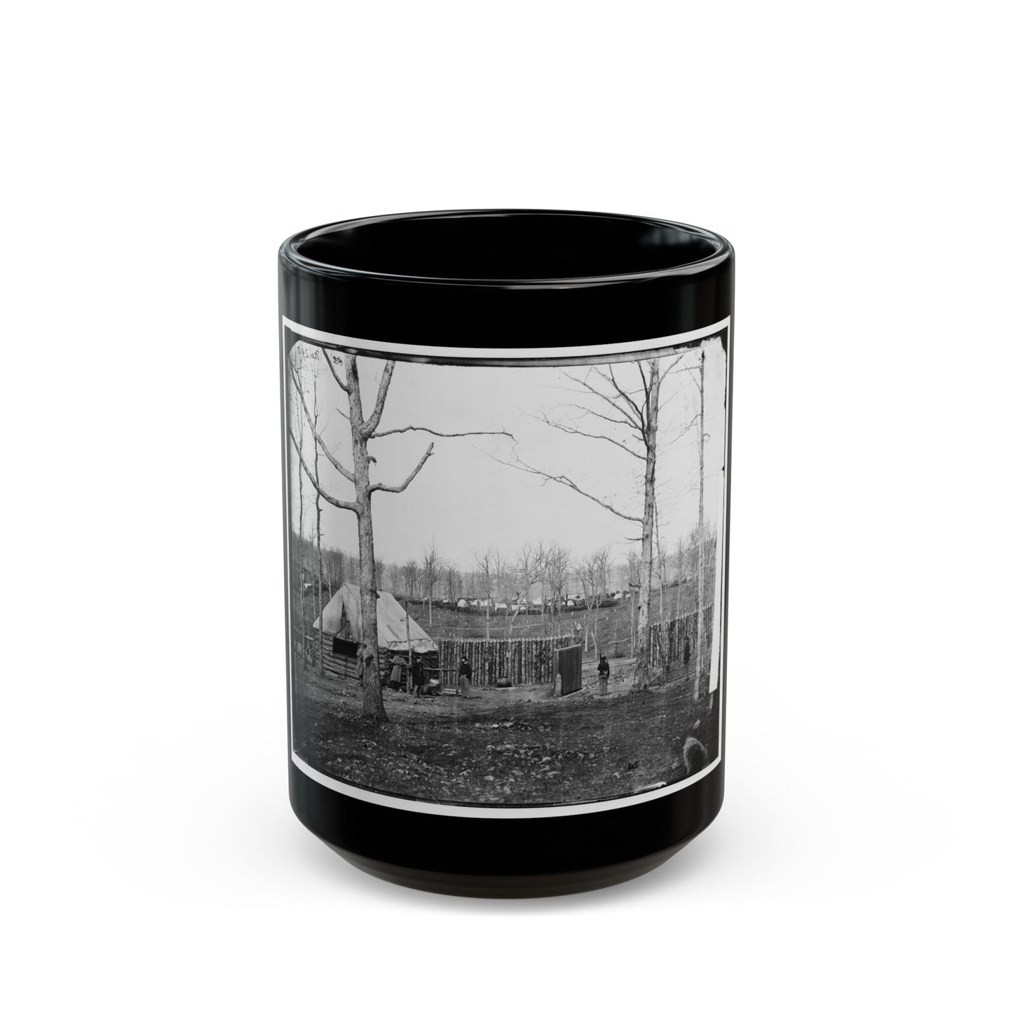 Rappahannock Station, Va. Sutler's Hut And Stockade Of 50th New York Engineers (U.S. Civil War) Black Coffee Mug-15oz-The Sticker Space