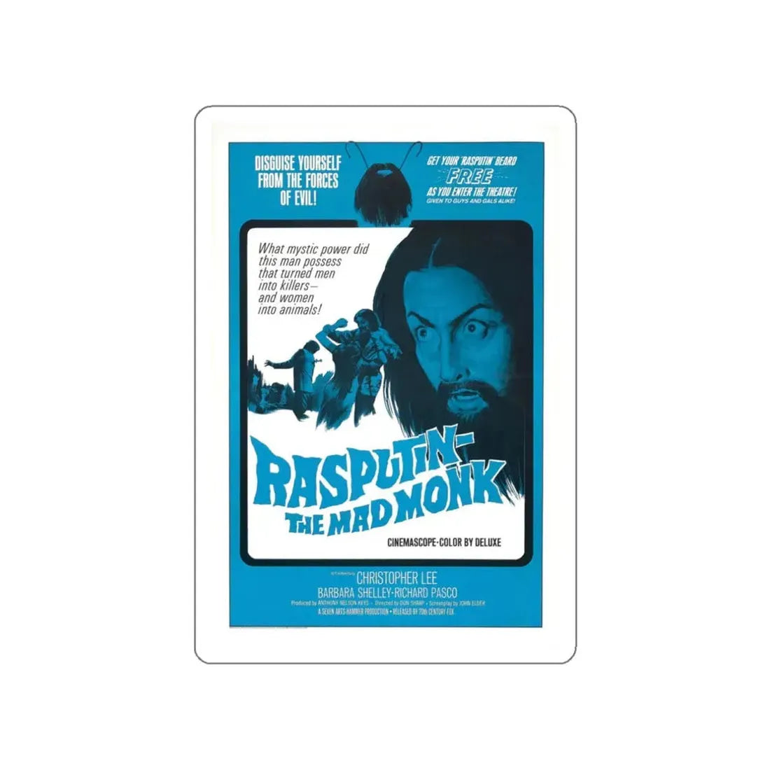 RASPUTIN THE MAD MONK 1966 Movie Poster STICKER Vinyl Die-Cut Decal 3 Inch - The Sticker Space