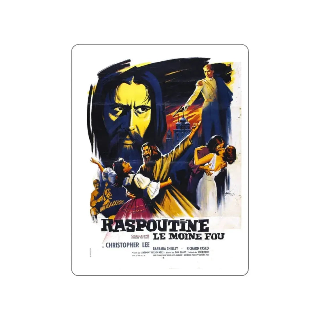 RASPUTIN THE MAD MONK (FRENCH) 1966 Movie Poster STICKER Vinyl Die-Cut Decal 4 Inch - The Sticker Space