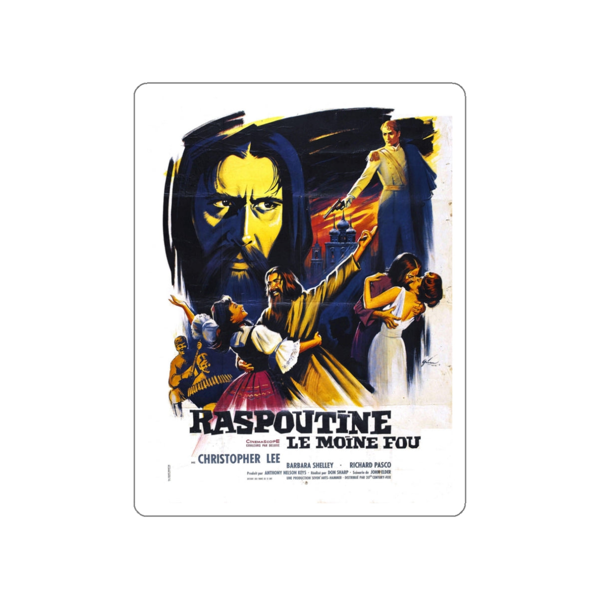 RASPUTIN THE MAD MONK (FRENCH) 1966 Movie Poster STICKER Vinyl Die-Cut Decal-White-The Sticker Space