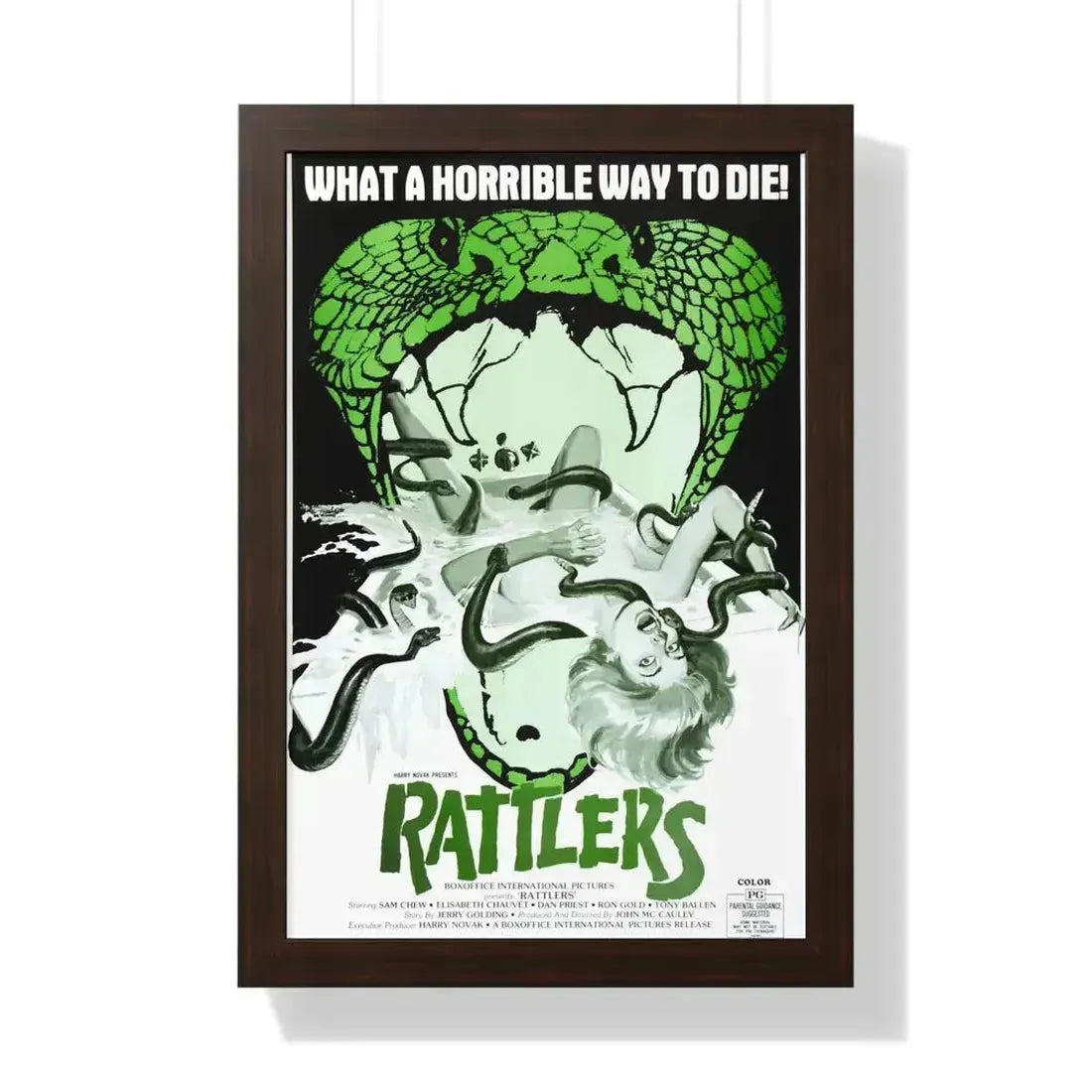 RATTLERS 1976 - Framed Movie Poster 16″ x 24″ Walnut - The Sticker Space