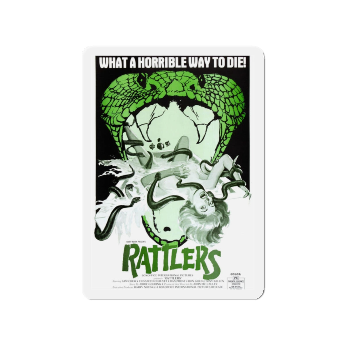 RATTLERS 1976 Movie Poster - Refrigerator Magnet-2" x 2"-The Sticker Space