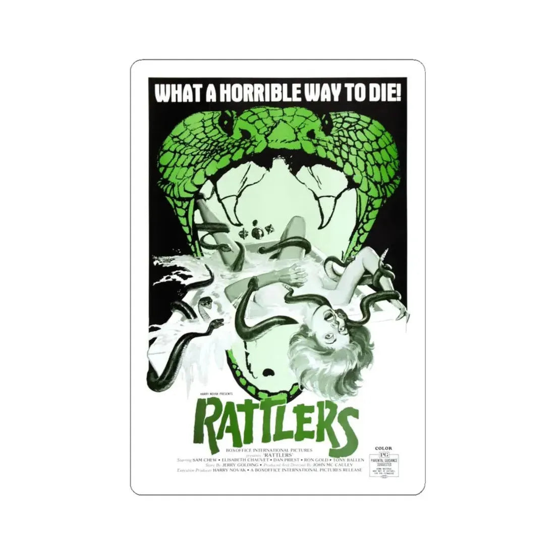 RATTLERS 1976 Movie Poster - STICKER Vinyl Kiss-Cut Decal 6 Inch White - The Sticker Space