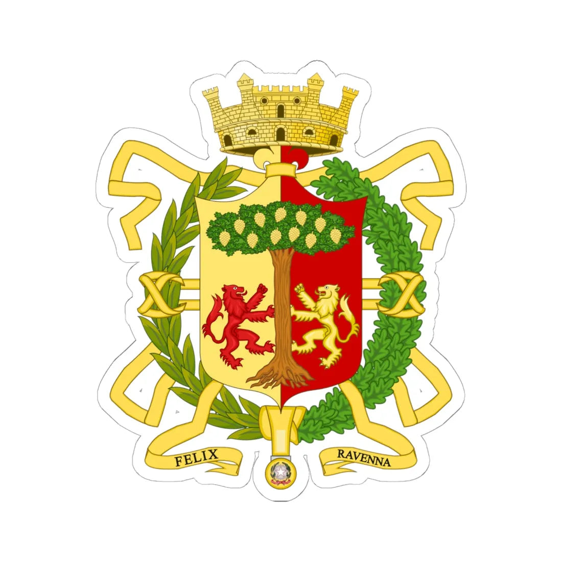 Ravenna-Stemma (Italy) (Coat of Arms) STICKER Vinyl Kiss-Cut Decal 6 Inch White - The Sticker Space