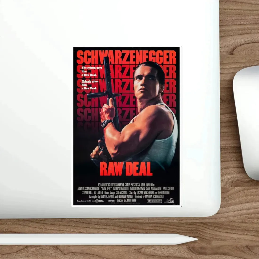 Raw Deal 1986 Movie Poster STICKER Vinyl Die-Cut Decal - The Sticker Space