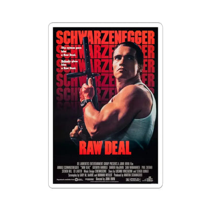 Raw Deal 1986 Movie Poster - STICKER Vinyl Kiss-Cut Decal 4 Inch White - The Sticker Space