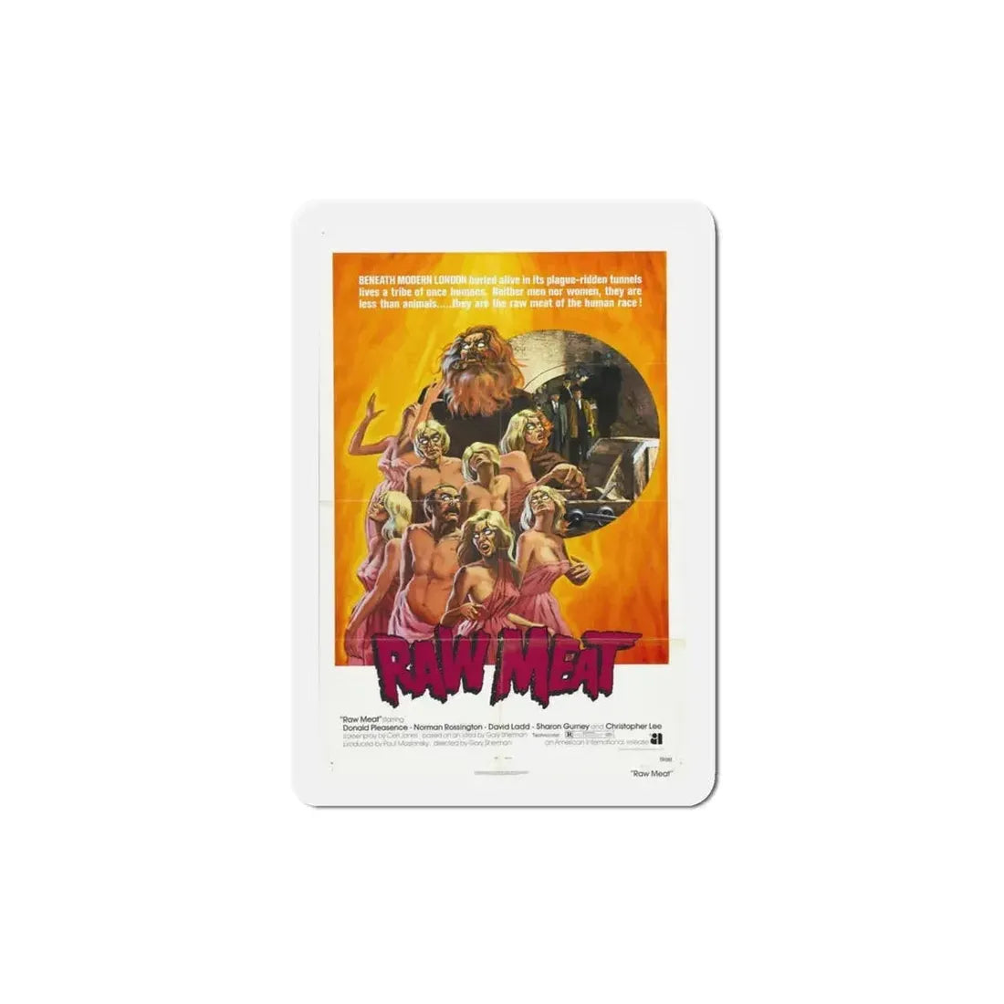 Raw Meat 1972 Movie Poster Refrigerator Magnet 4 Inch - The Sticker Space