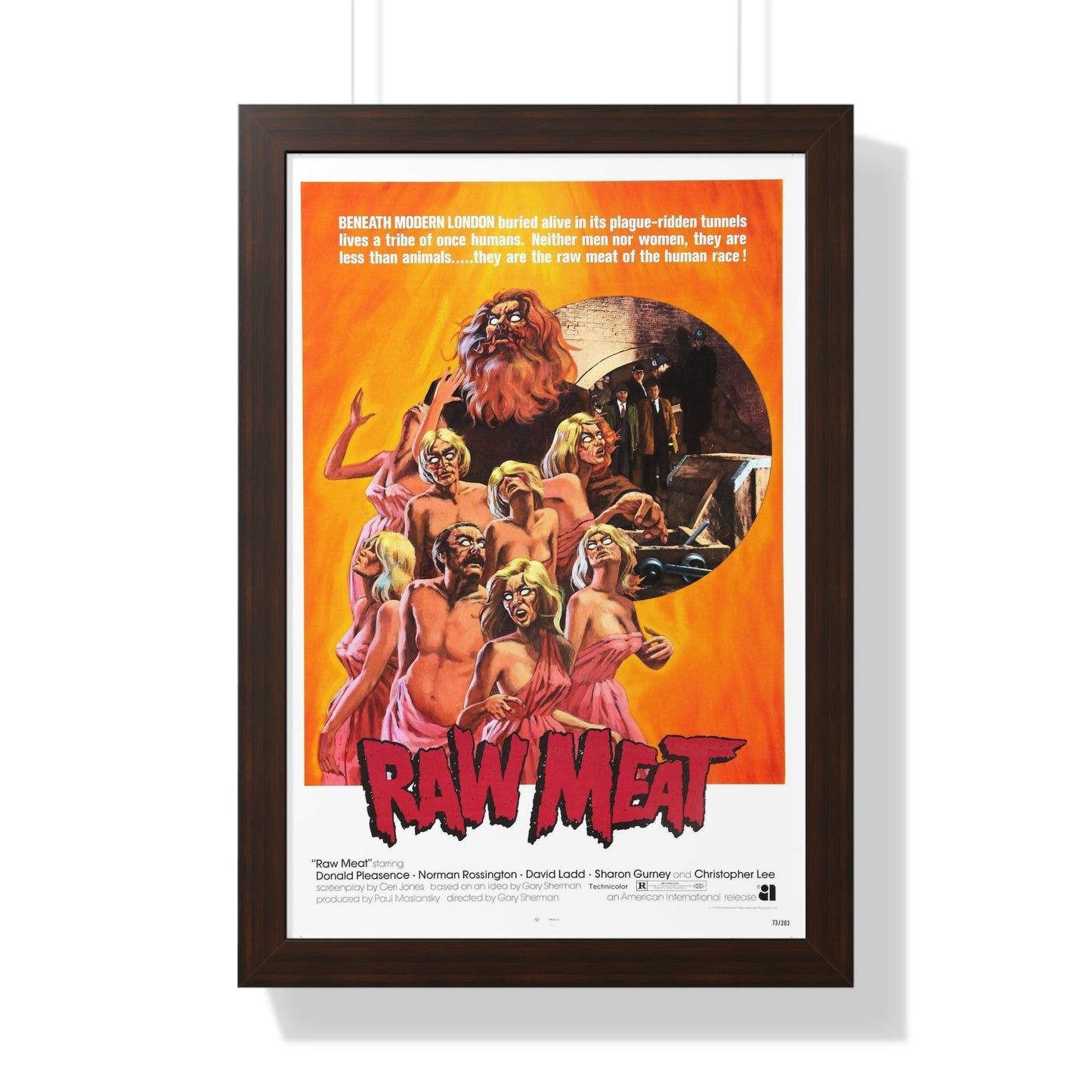 RAW MEAT (DEATH LINE) 1972 - Framed Movie Poster-16″ x 24″-The Sticker Space