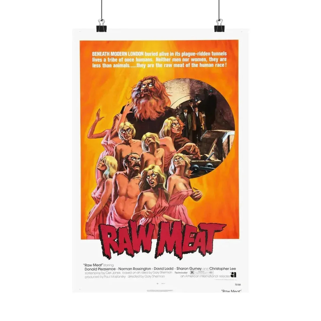 RAW MEAT (DEATH LINE) 1972 - Paper Movie Poster - The Sticker Space
