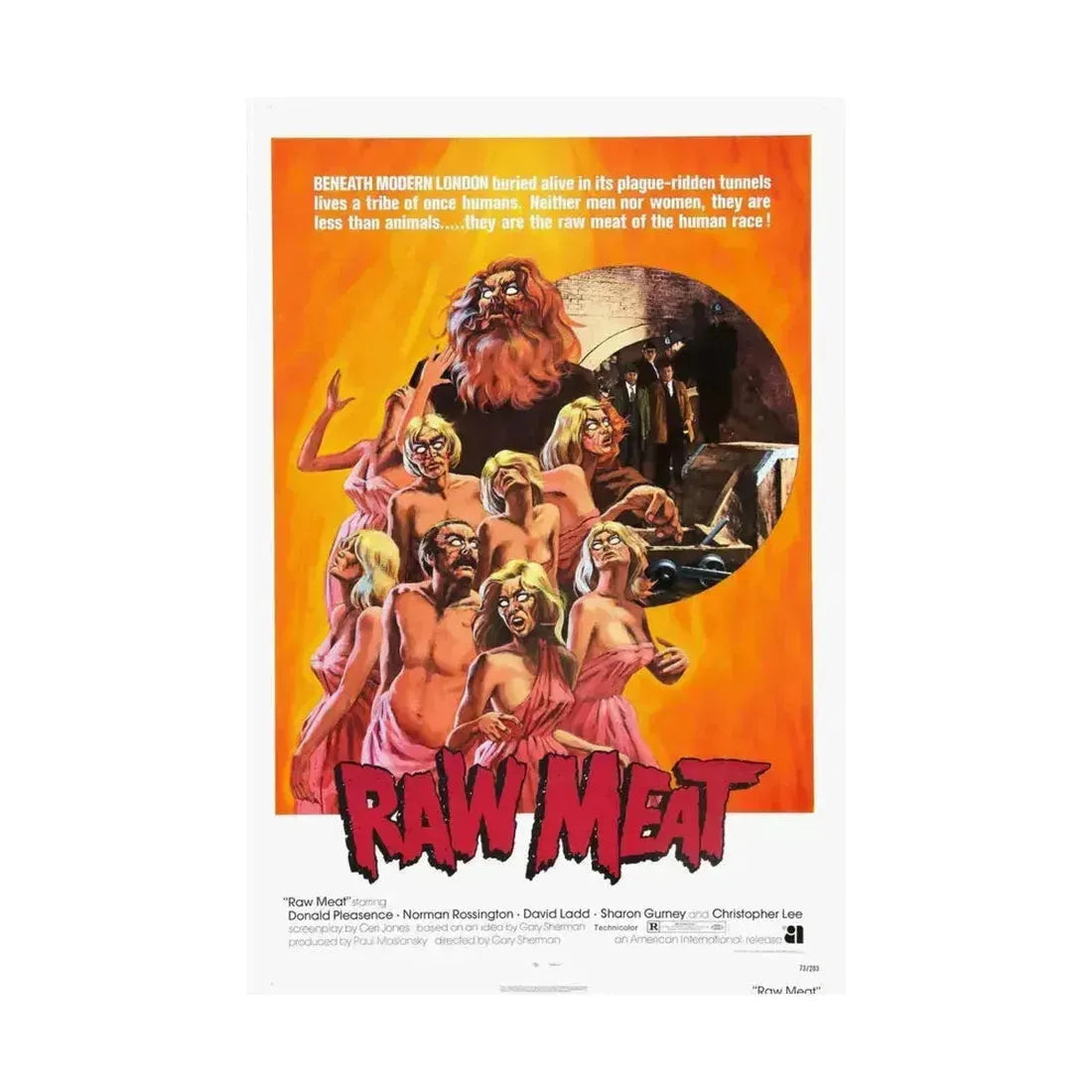RAW MEAT (DEATH LINE) 1972 - Paper Movie Poster - The Sticker Space