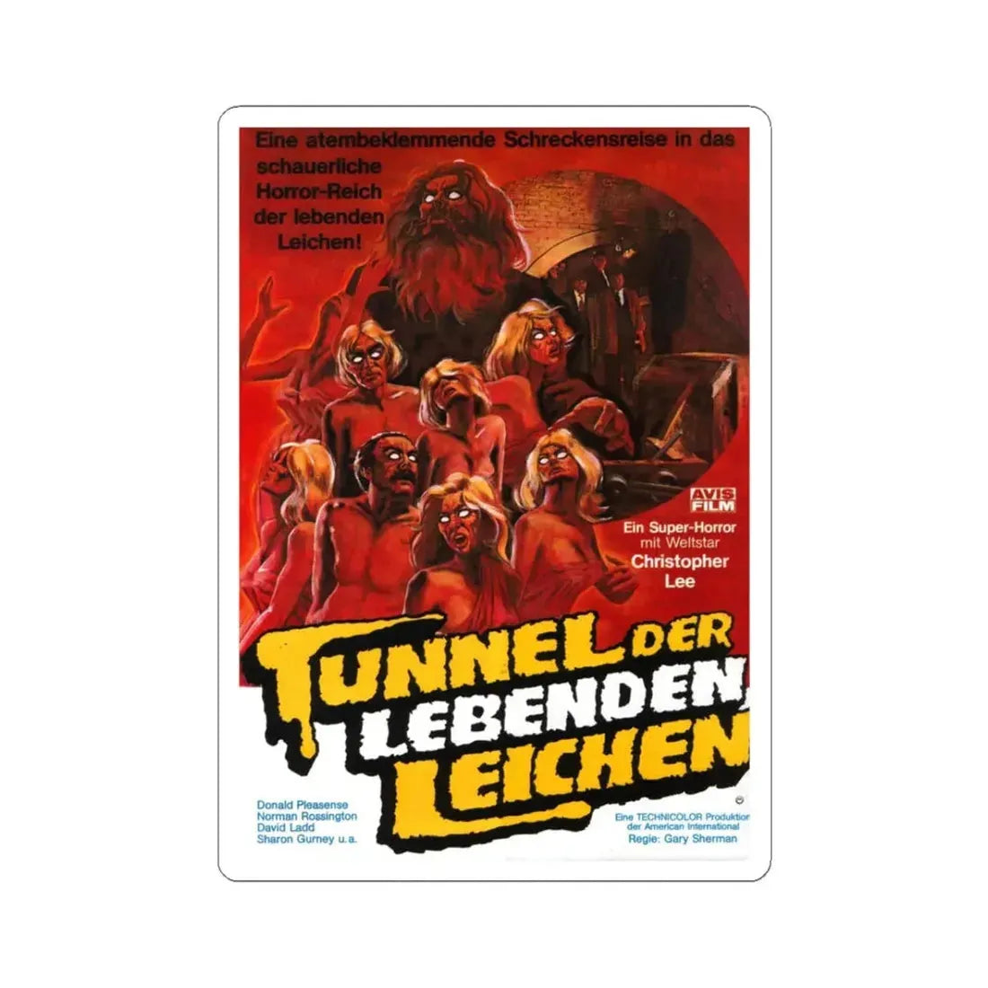 RAW MEAT (GERMAN) 1972 Movie Poster - STICKER Vinyl Kiss-Cut Decal 3 Inch White - The Sticker Space