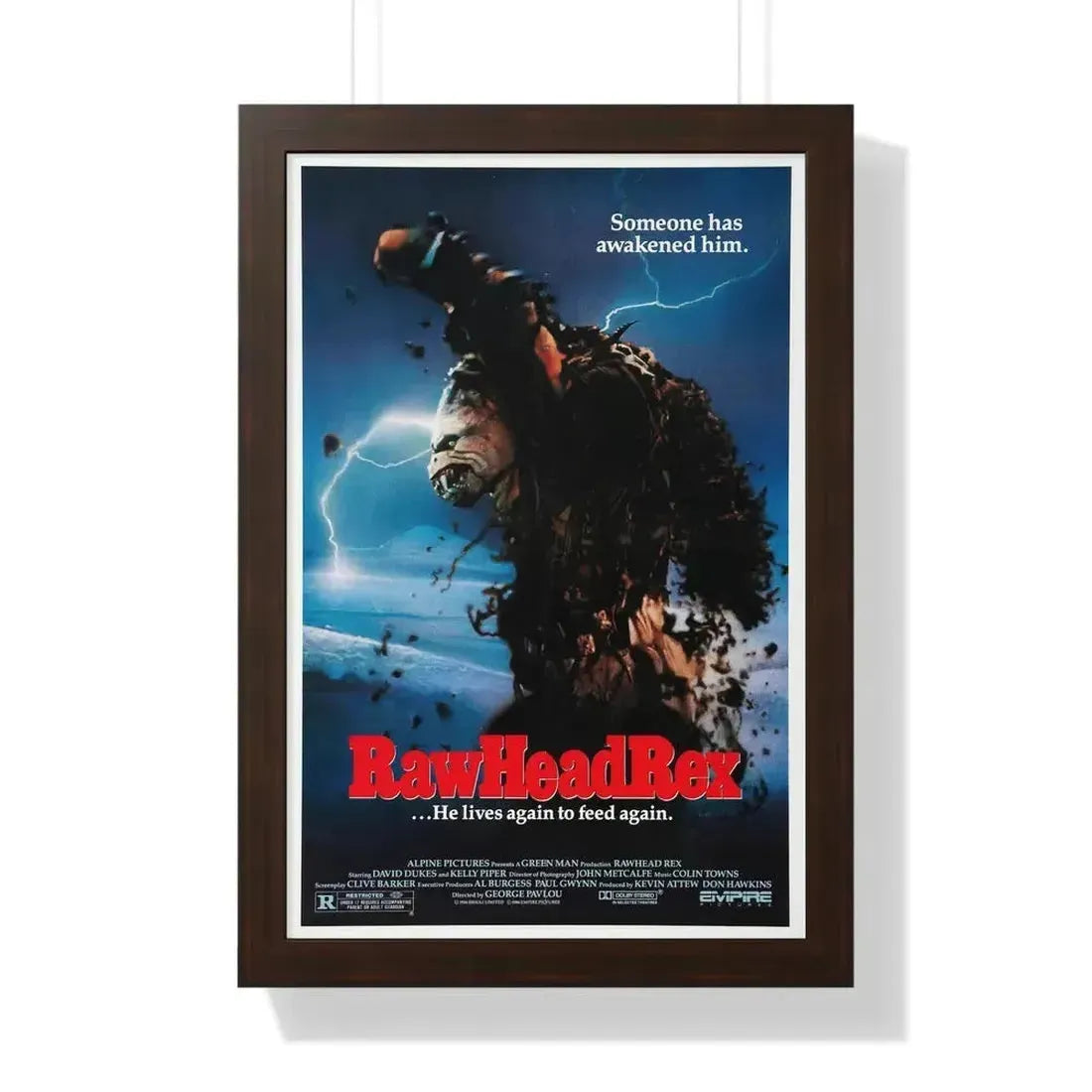 RAWHEAD REX 1986 - Framed Movie Poster 16″ x 24″ Walnut - The Sticker Space