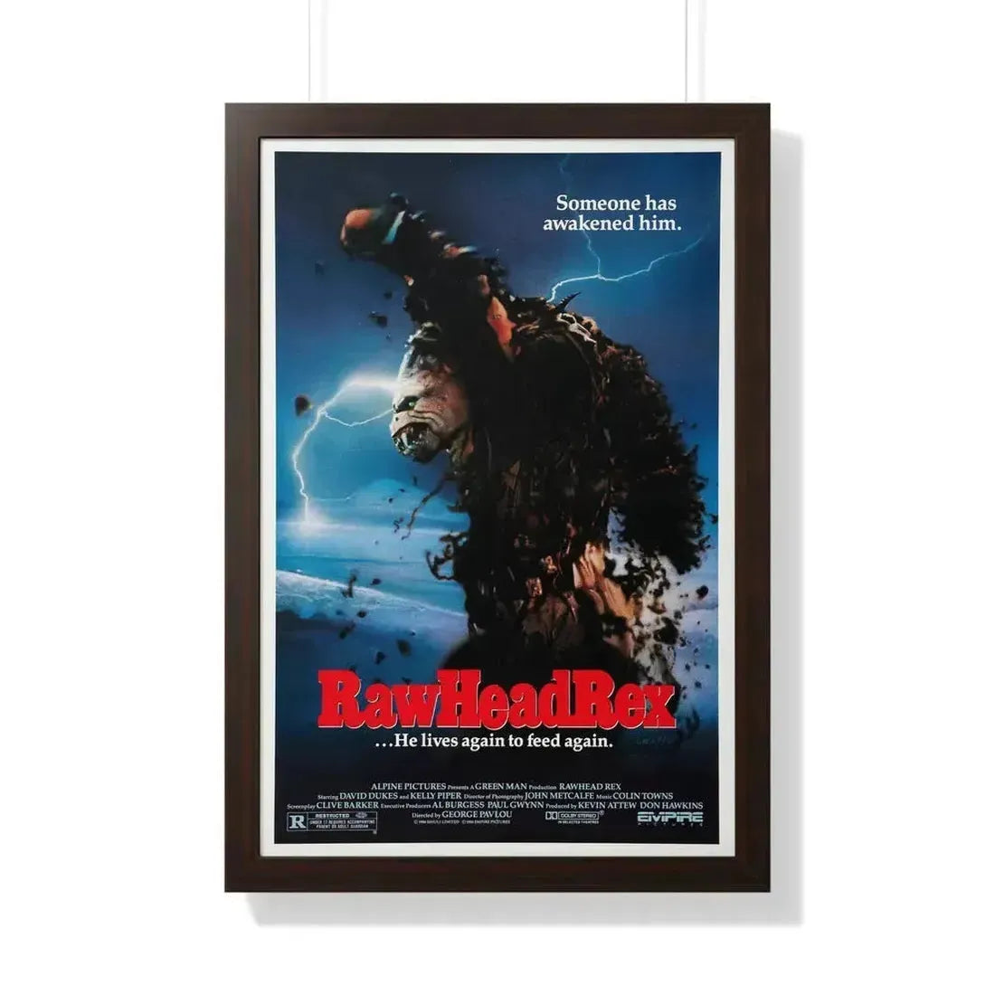 RAWHEAD REX 1986 - Framed Movie Poster 20" x 30" Walnut - The Sticker Space
