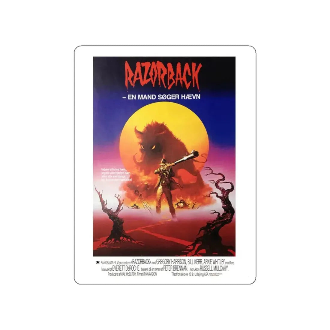 RAZORBACK (DANISH) 1984 Movie Poster STICKER Vinyl Die-Cut Decal - The Sticker Space