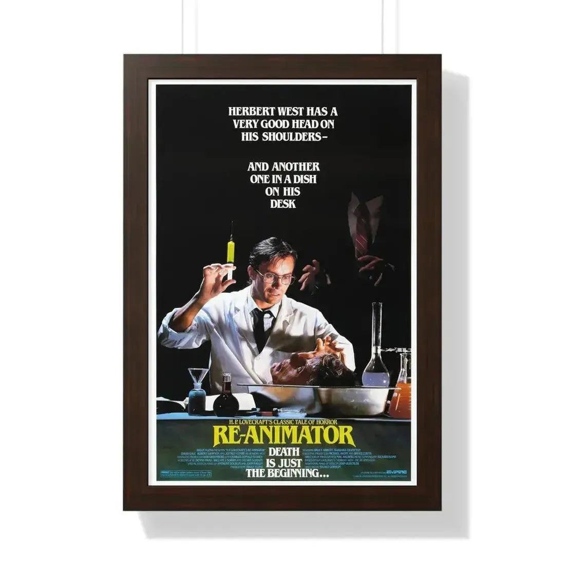 RE-ANIMATOR (2) 1985 - Framed Movie Poster 16″ x 24″ Walnut - The Sticker Space