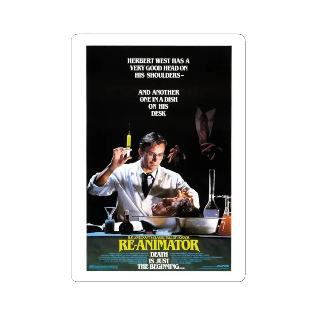 RE-ANIMATOR (2) 1985 Movie Poster - STICKER Vinyl Kiss-Cut Decal 2 Inch White - The Sticker Space