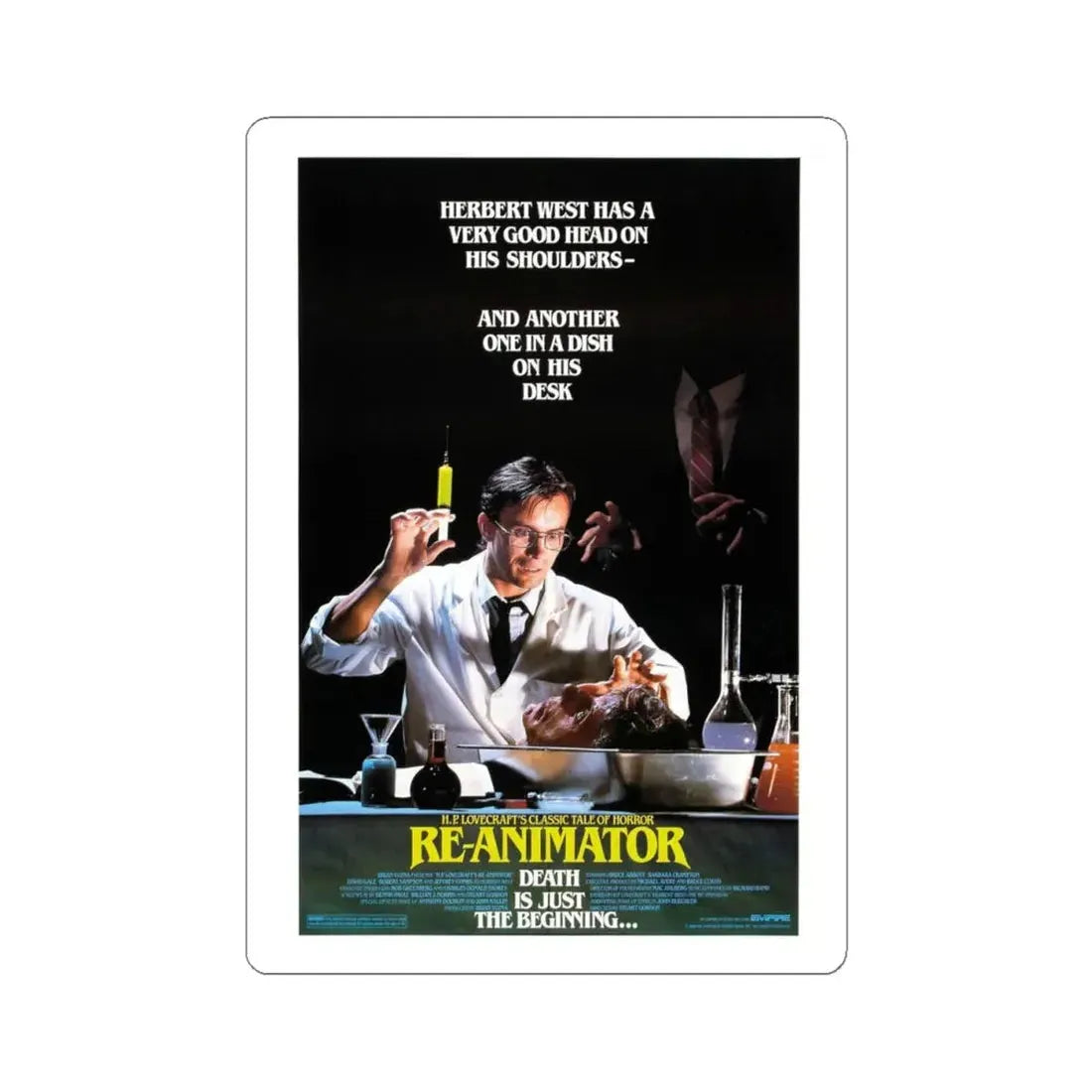 RE-ANIMATOR (2) 1985 Movie Poster - STICKER Vinyl Kiss-Cut Decal 4 Inch White - The Sticker Space