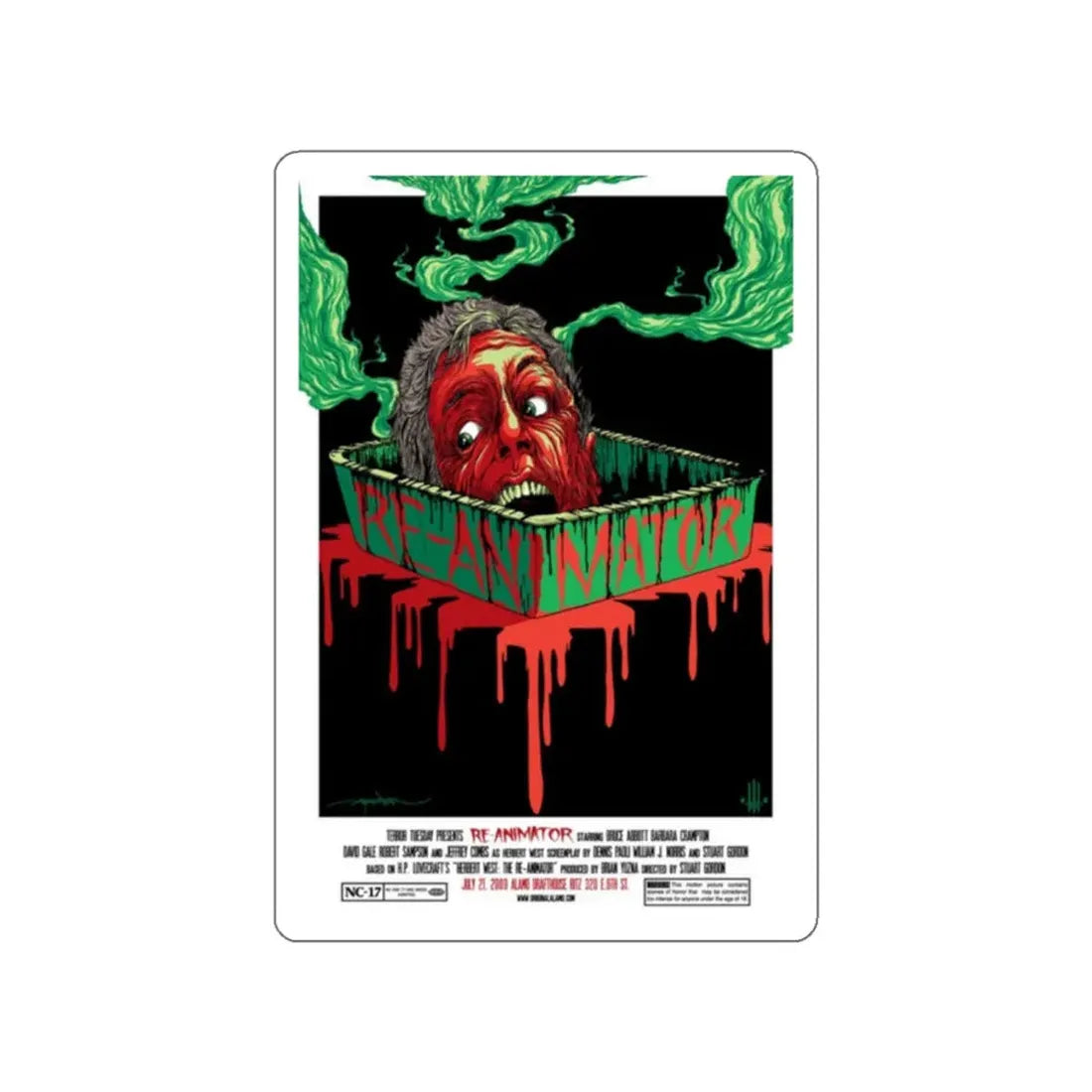 RE-ANIMATOR (ALAMO) 1985 Movie Poster STICKER Vinyl Die-Cut Decal - The Sticker Space