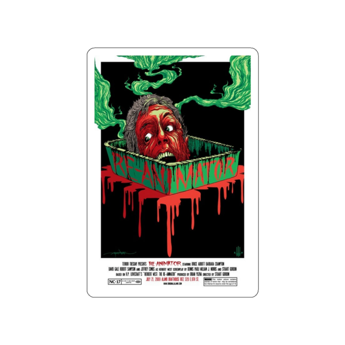 RE-ANIMATOR (ALAMO) 1985 Movie Poster STICKER Vinyl Die-Cut Decal-White-The Sticker Space