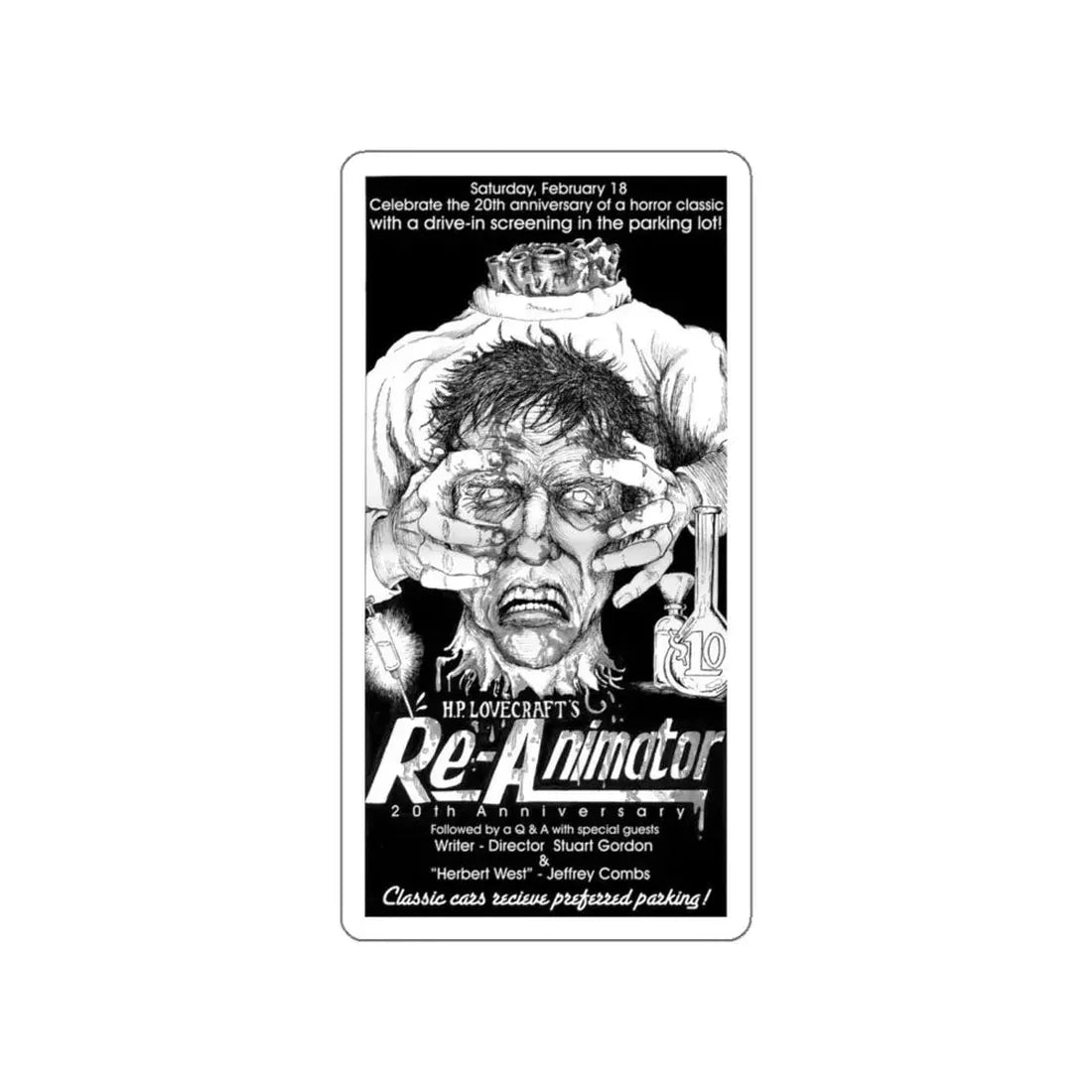 RE-ANIMATOR (SPECIAL SCREENING) 1985 Movie Poster STICKER Vinyl Die-Cut Decal 6 Inch - The Sticker Space