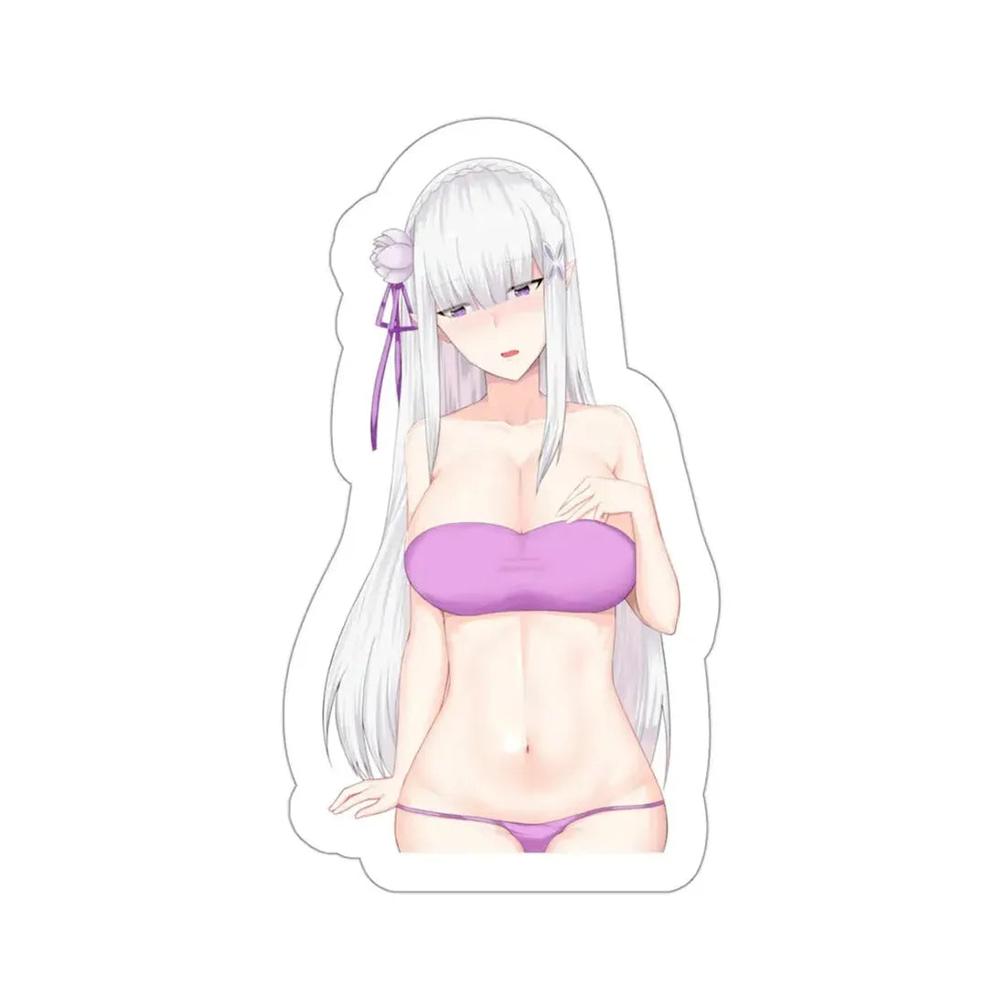 Re Zero Kara Hajimeru Isekai Seikatsu - Emilia v2 (Anime/Ecchi/Waifu) STICKER Vinyl Die-Cut Decal 3 Inch - The Sticker Space