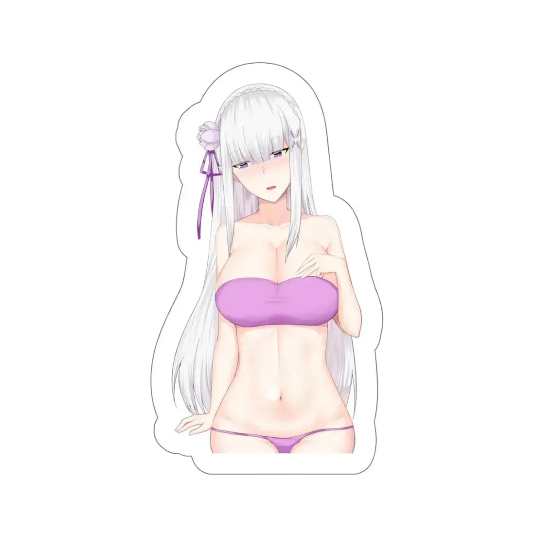 Re Zero Kara Hajimeru Isekai Seikatsu - Emilia v2 (Anime/Ecchi/Waifu) STICKER Vinyl Die-Cut Decal 5 Inch - The Sticker Space