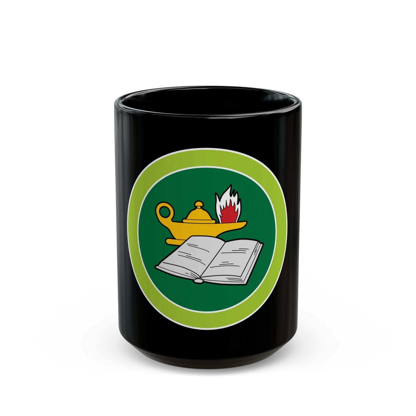 Reading (Boy Scout Merit Badge) Black Coffee Mug-15oz-The Sticker Space