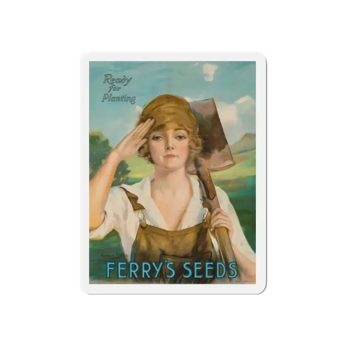 Ready For Planting - Ferry's Seeds (Ferry-Morse, 1919) (Magazine Illustration) Refrigerator Magnet 3 Inch Die-Cut - The Sticker Space
