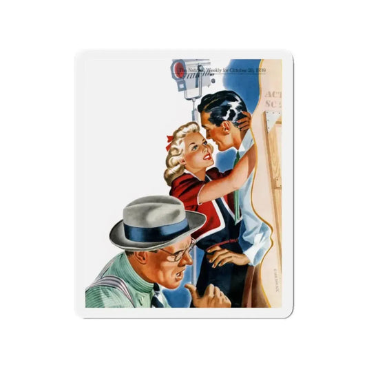Ready For Reno, Collier's, October 28, 1938 (Magazine Illustration) Refrigerator Magnet 2 Inch Die-Cut - The Sticker Space