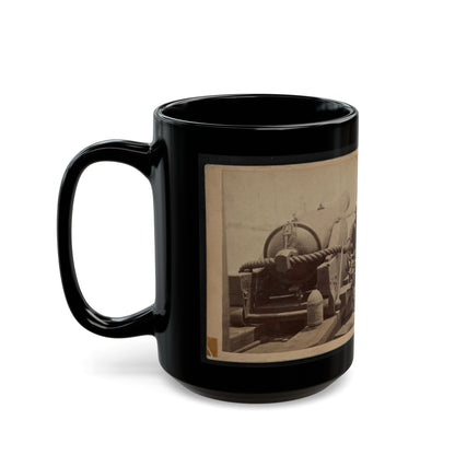 Rear View Of A Cannon With A Soldier Sitting Adjacent To It Facing Forward (U.S. Civil War) Black Coffee Mug-The Sticker Space