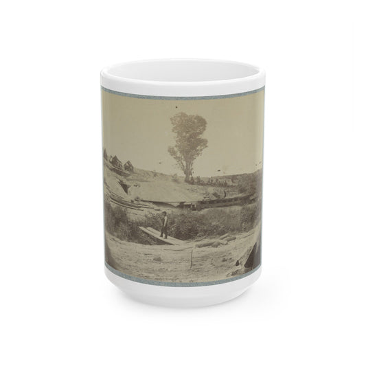 Rear View Of The 13-Inch Mortar Dictator In The Works Of Petersburg, Va. September 1, 1864 (U.S. Civil War) White Coffee Mug-15oz-The Sticker Space