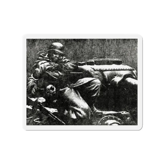 Rearguard Action (1), Blue Book Magazine, April 1951 (Magazine Illustration) Refrigerator Magnet 2 Inch Die-Cut - The Sticker Space