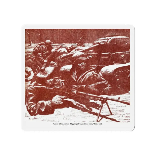 Rearguard Action (2), Blue Book Magazine, April 1951 (Magazine Illustration) Refrigerator Magnet 2 Inch Die-Cut - The Sticker Space