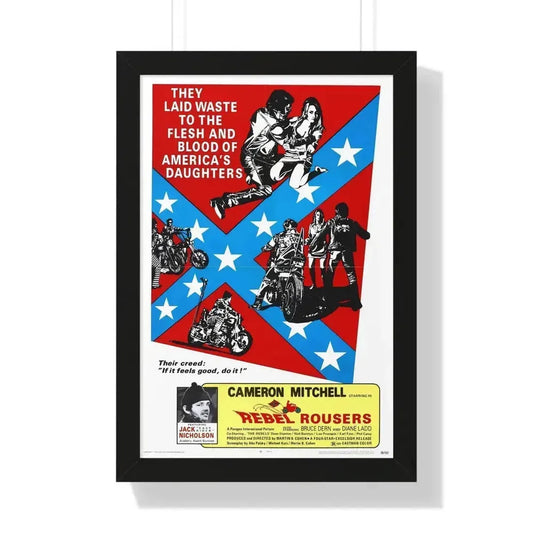 REBEL ROUSERS 1970 - Framed Movie Poster 16″ x 24″ Black - The Sticker Space