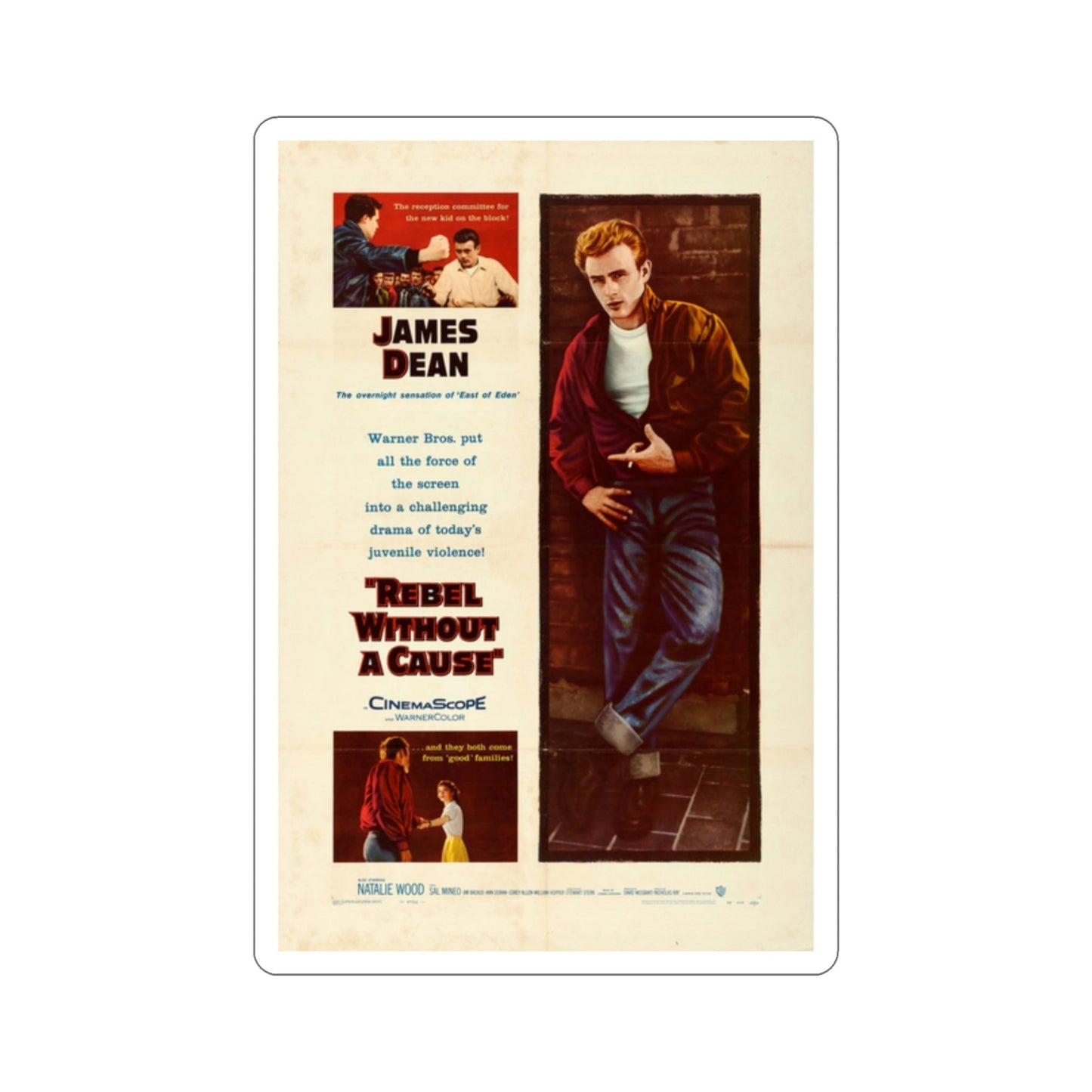 Rebel Without a Cause 1955 Movie Poster STICKER Vinyl Die-Cut Decal-2 Inch-The Sticker Space