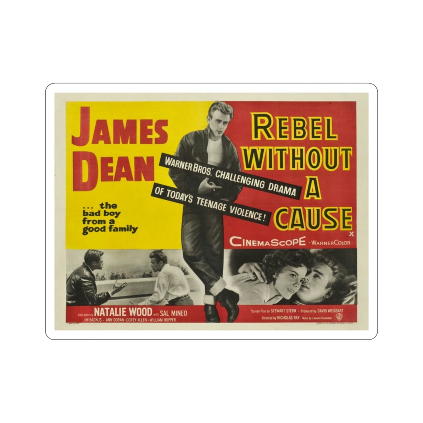 Rebel Without a Cause 1955 v2 Movie Poster STICKER Vinyl Die-Cut Decal-2 Inch-The Sticker Space