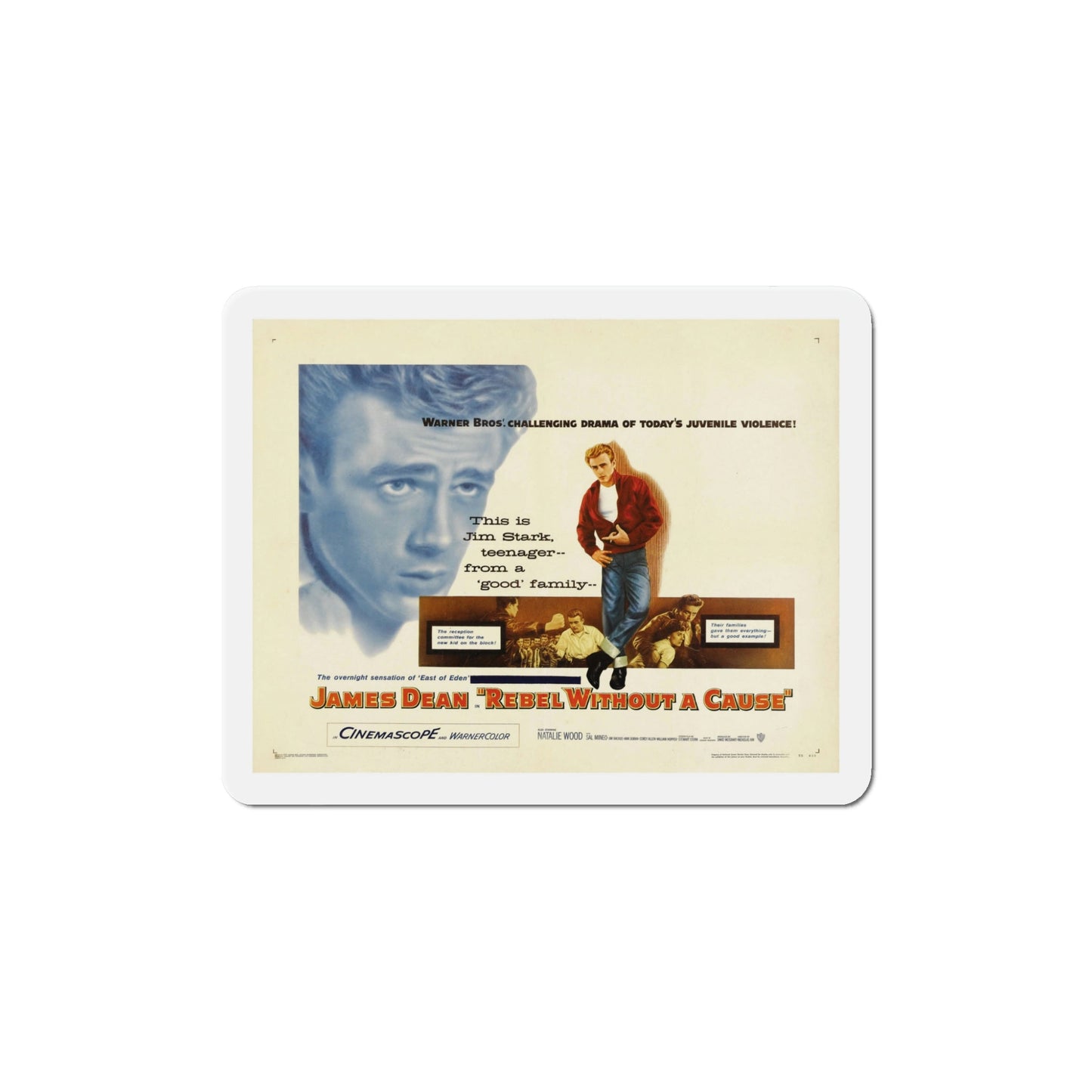 Rebel Without a Cause 1955 v3 Movie Poster Die-Cut Magnet-5 Inch-The Sticker Space