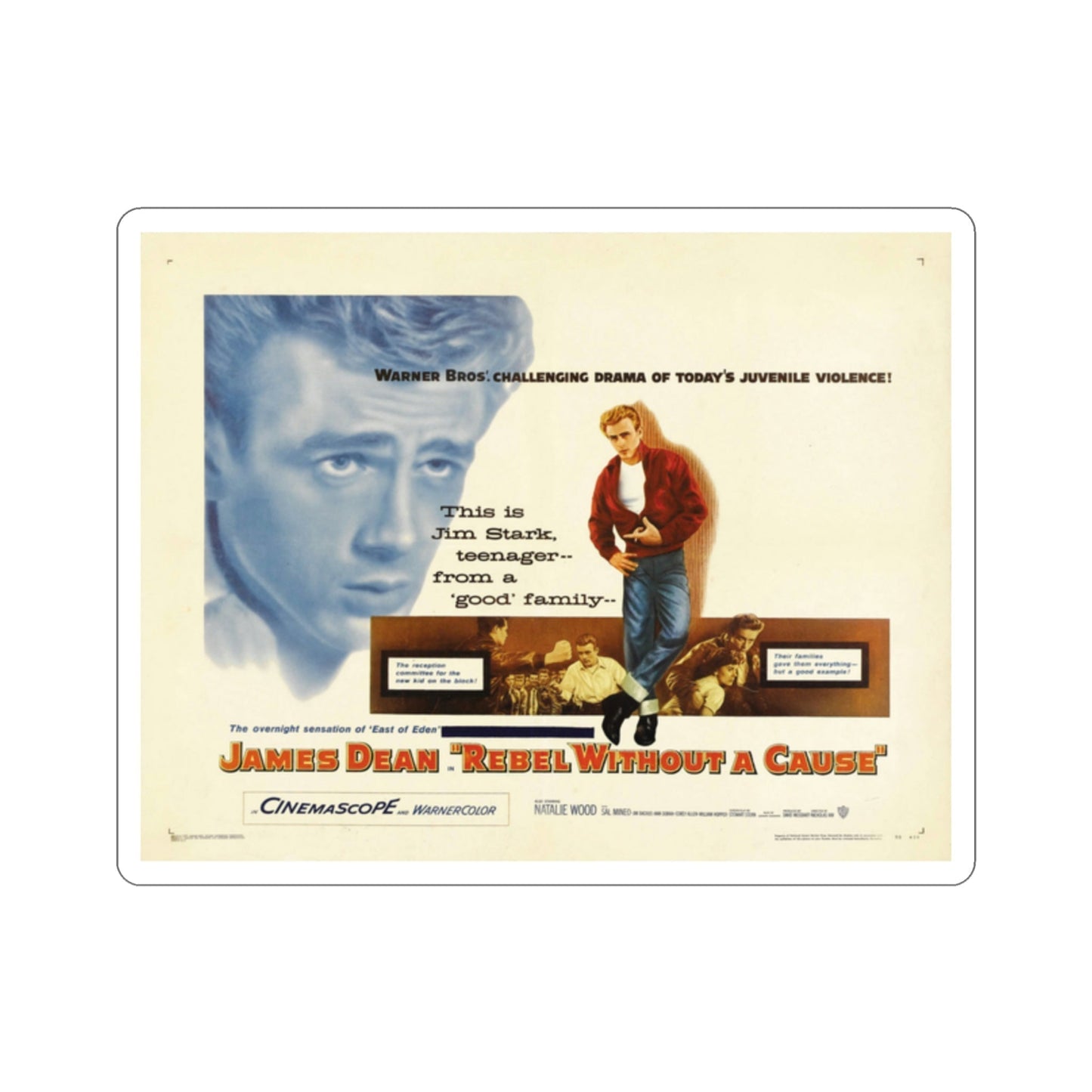 Rebel Without a Cause 1955 v3 Movie Poster STICKER Vinyl Die-Cut Decal-2 Inch-The Sticker Space