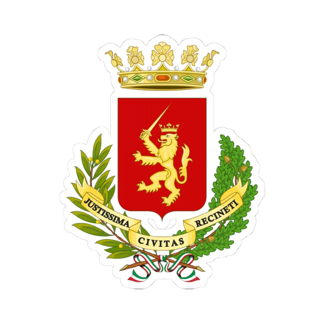 Recanati-Stemma (Italy) (Coat of Arms) STICKER Vinyl Kiss-Cut Decal 3 Inch White - The Sticker Space