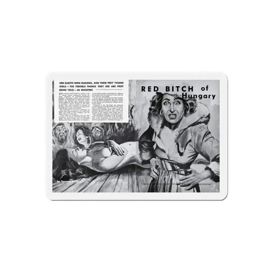 Red Bitch of Hungary, Peril magazine, June 1957 (Magazine Illustration) Refrigerator Magnet 6 Inch Die-Cut - The Sticker Space
