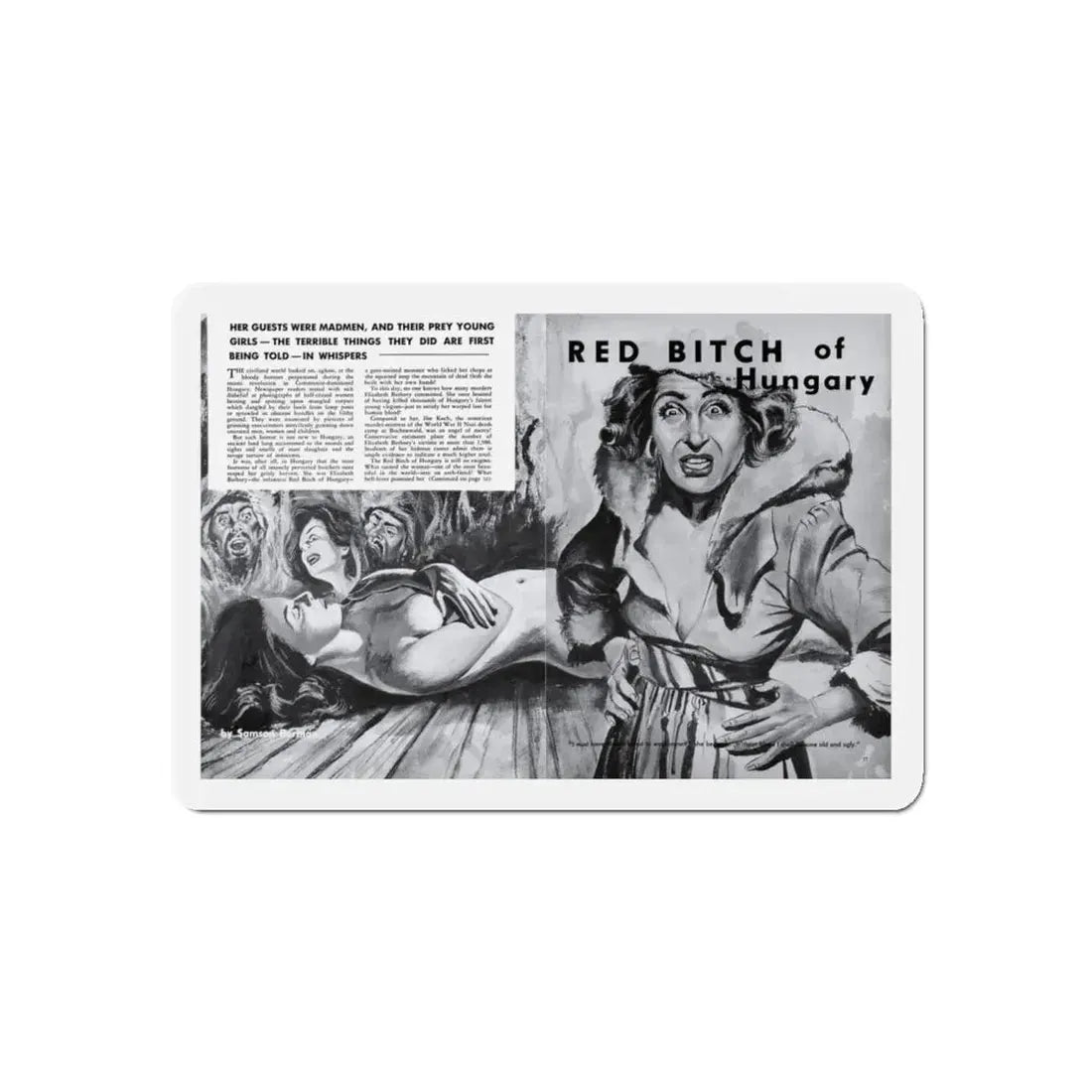 Red Bitch of Hungary, Peril magazine, June 1957 (Magazine Illustration) Refrigerator Magnet - The Sticker Space