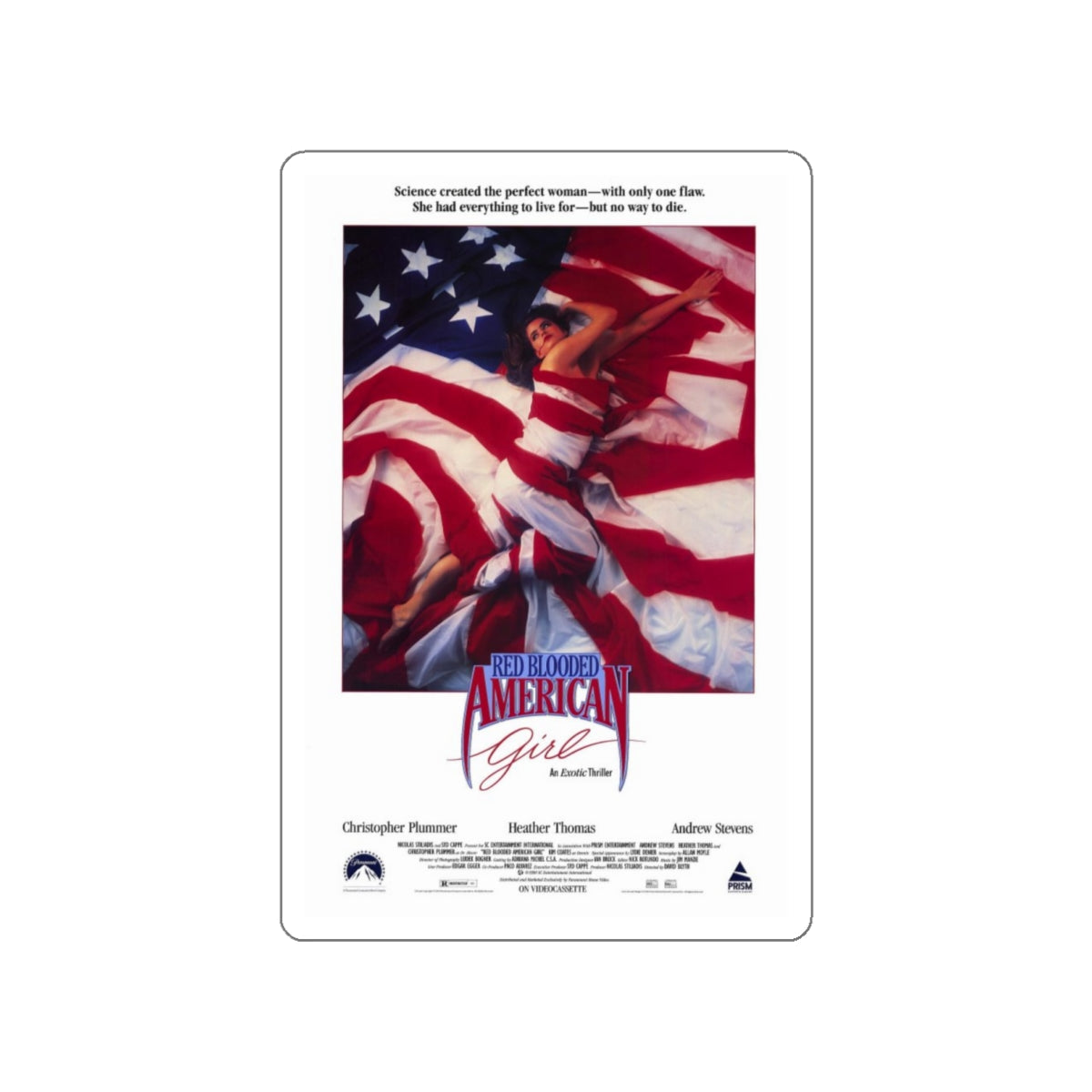 RED BLOODED AMERICAN GIRL 1990 Movie Poster STICKER Vinyl Die-Cut Decal-White-The Sticker Space