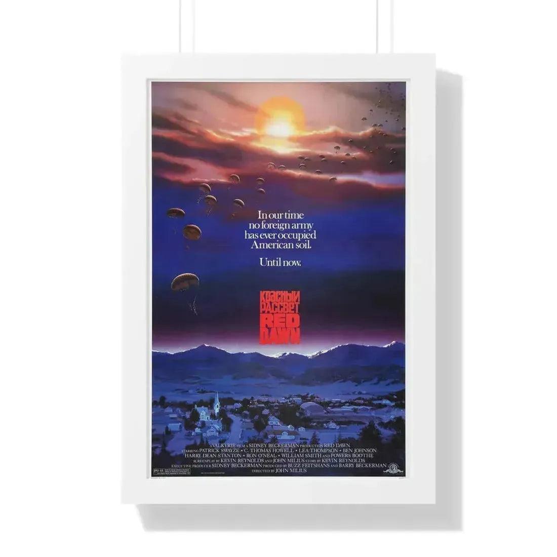 RED DAWN 1984 - Framed Movie Poster 16″ x 24″ White - The Sticker Space