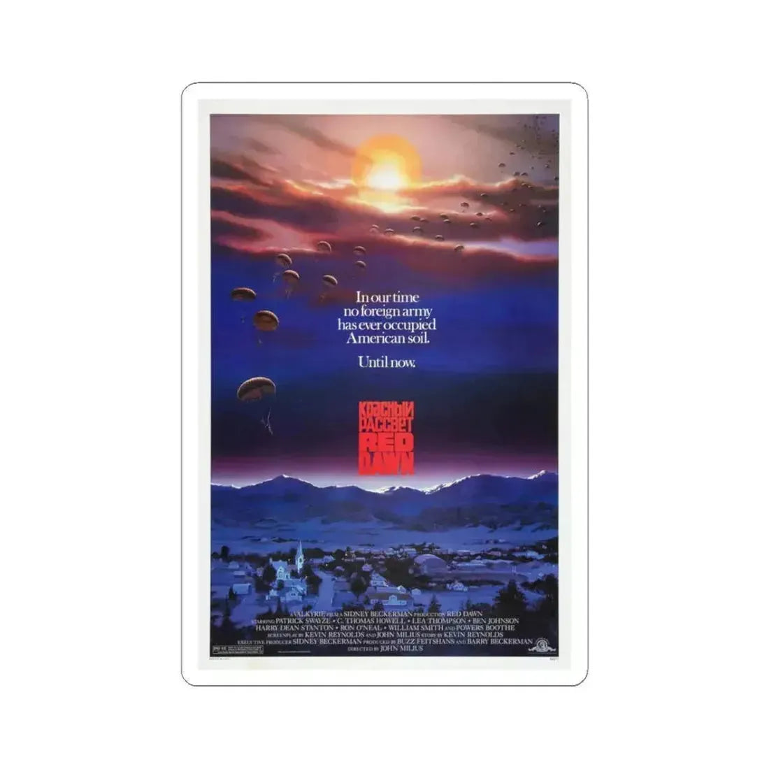 RED DAWN 1984 Movie Poster - STICKER Vinyl Kiss-Cut Decal 3 Inch White - The Sticker Space