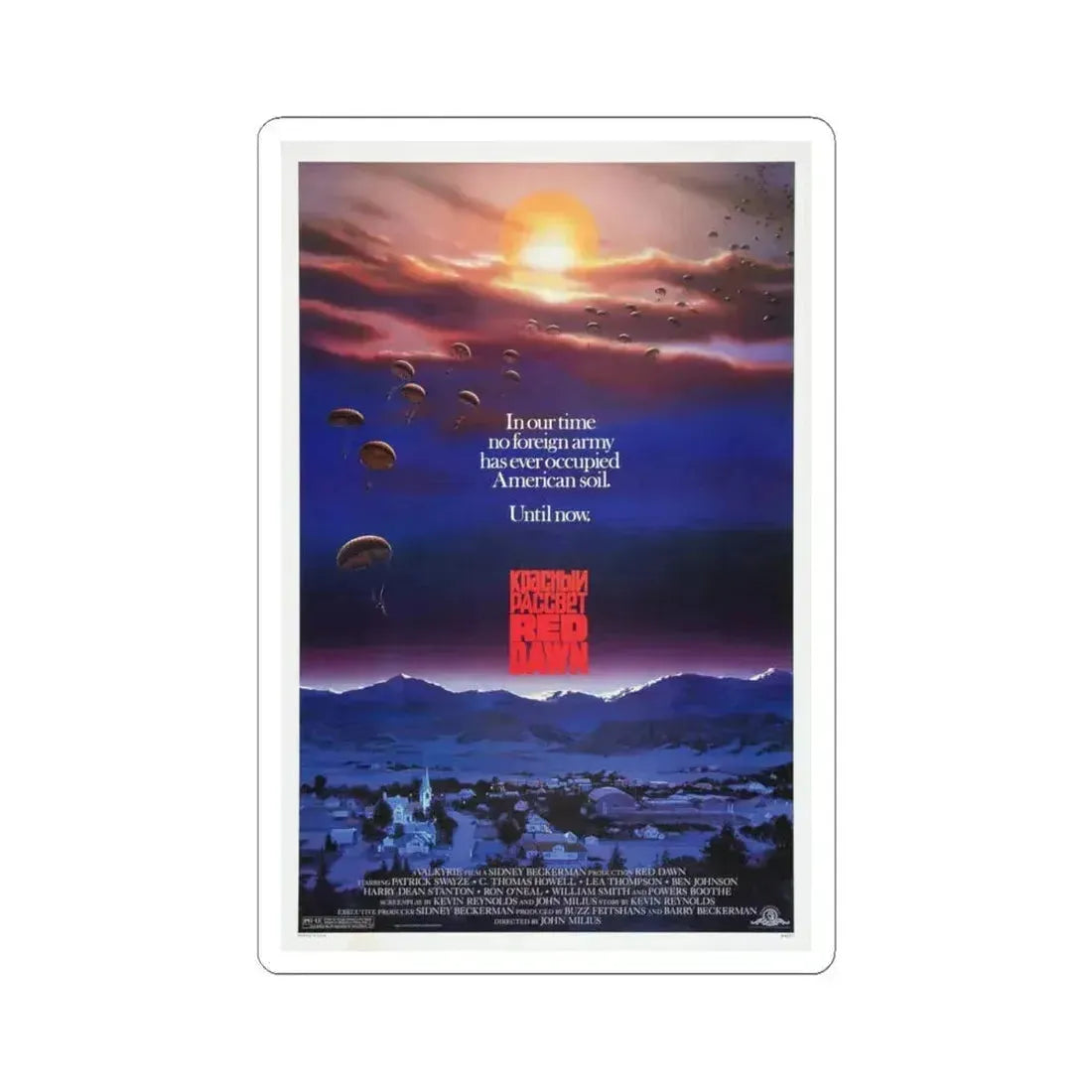 RED DAWN 1984 Movie Poster - STICKER Vinyl Kiss-Cut Decal 4 Inch White - The Sticker Space