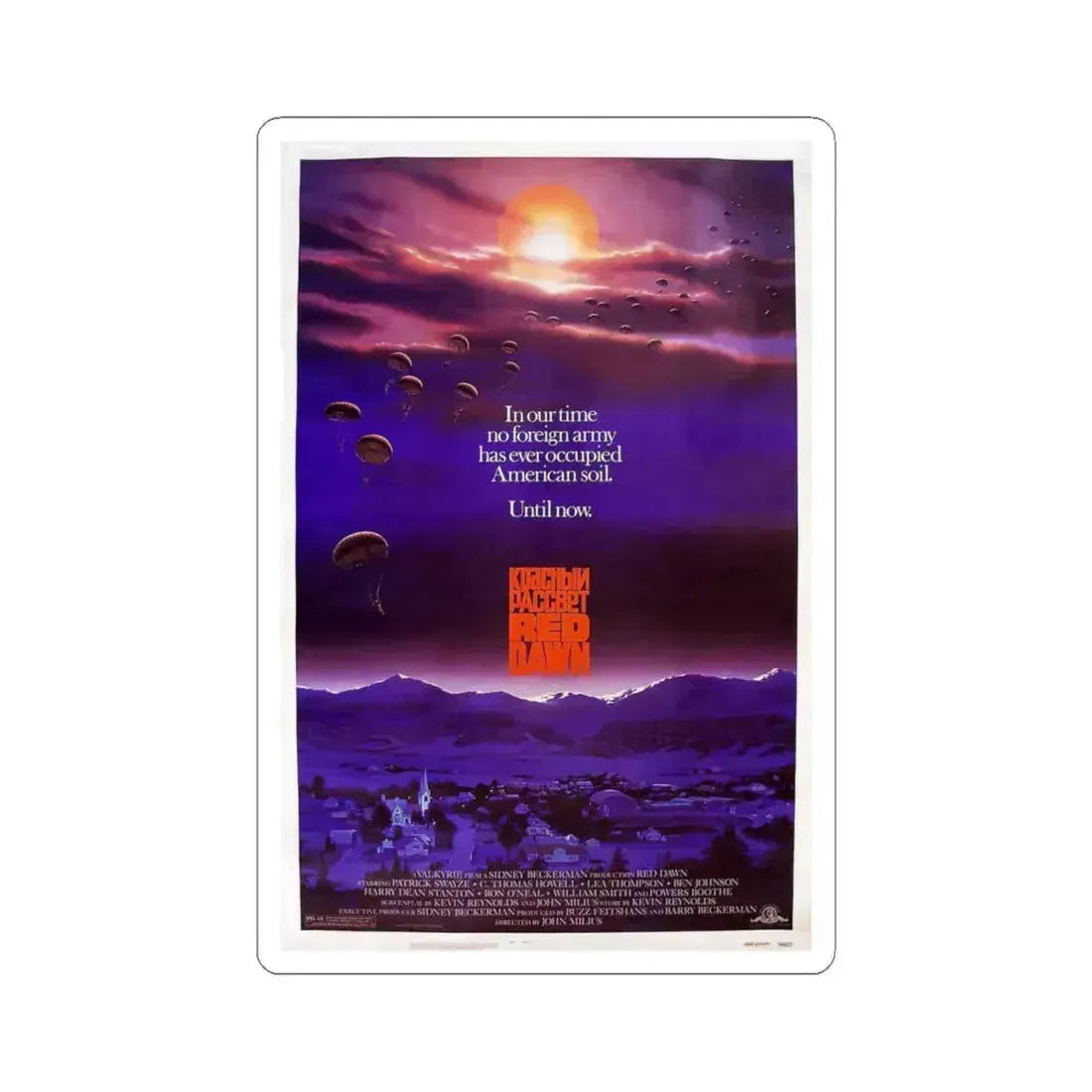 Red Dawn 1984 Movie Poster - STICKER Vinyl Kiss-Cut Decal 6 Inch White - The Sticker Space